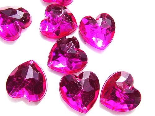 Acrylic Rhinestone Gems 16 mm Love Heart Flat Back Sew On Crystal Red Green Blue - Picture 36 of 57