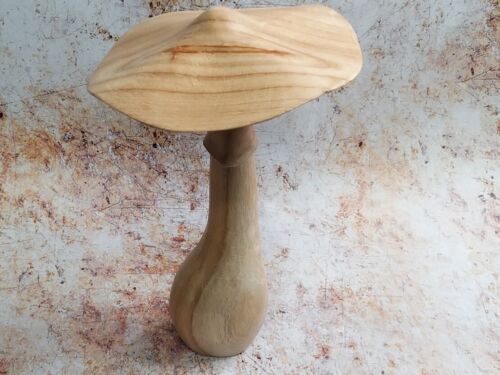 Champignon bois naturel sculpté à la main champignon bois 27cm - Photo 1/2