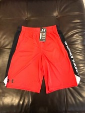Under Armour boys heat gear red loose fit shorts, sizeYLG, NWT