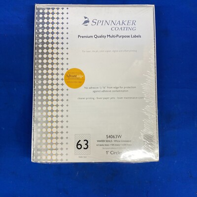 SPINNAKER COATING PREMIUM QUALITY MULTI-PURPOSE LABELS 63 WAFER SEALS S4063W