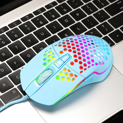 6400 DPI Optical Wired Honeycomb Hollow Mouse RGB Backlight Gaming Gamer Mice - Picture 3 of 25
