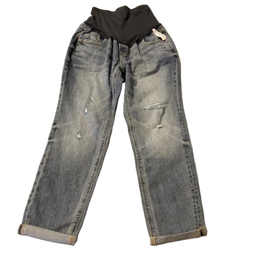 Jeans premaman Old Navy donna 4 corti full panel fidanzato effetto invecchiato crop nuovi con etichette
