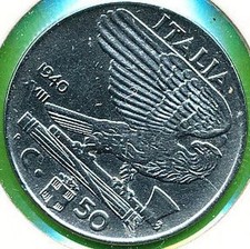 1940 VITTORIO EMANUELE III 50 CENTESIMI ROMA ANTIMAGNETICA qFDC