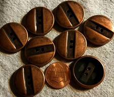 8 Hollow Back Antiqued Copper Tone Metal Sew-through Buttons 7/8" 23mm # 4779
