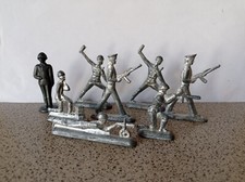 Vintage soviet toy tin metal soldiers 1:32 Red Army Sailors 8pcs 70s USSR