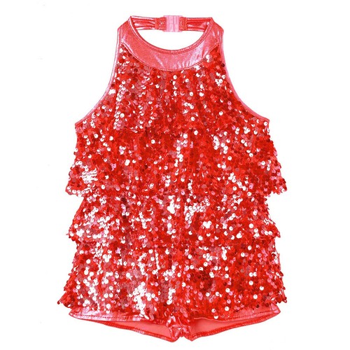 Kinder Mädchen Modern Jazz Latein Tanz Kleid Neckholder glänzend Pailletten Ballett Kostüm - Bild 49 von 100