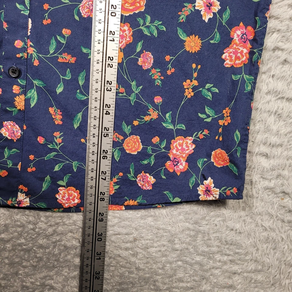 Рубашка мужская Marc Anthony средний размер синяя с цветочным рисунком роскошная приталенная на пуговицах короткий рукав - Изображение 4 из 4