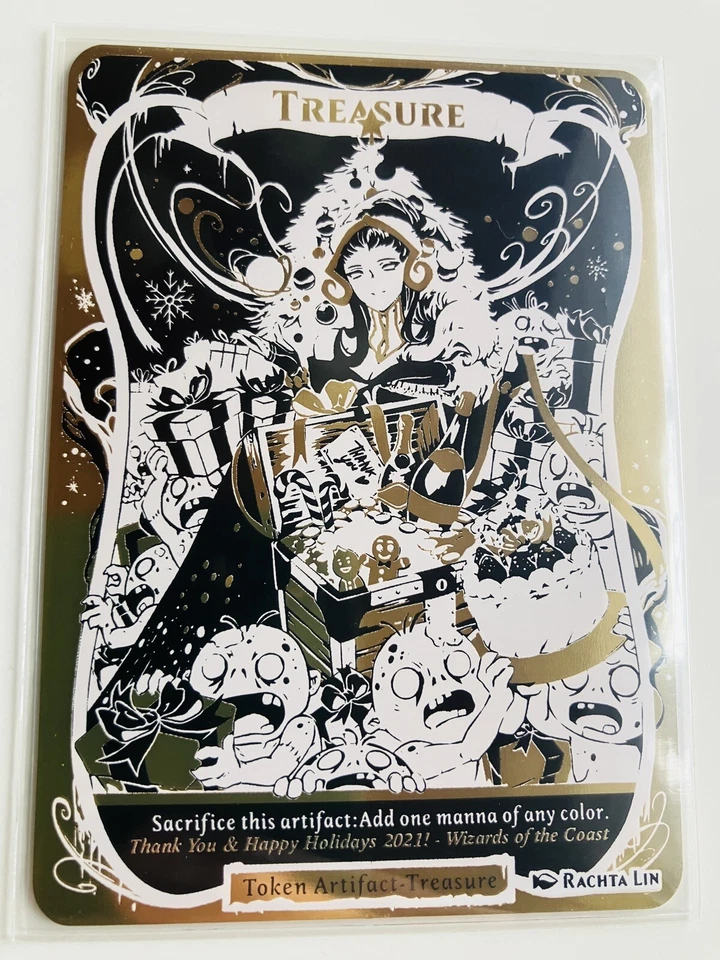 MTG  Metal Treasure Token Liliana DIY gold  Japan NM - Image 3 of 4