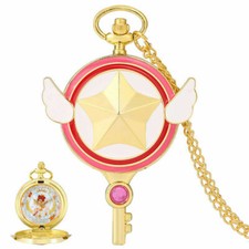 Lovely Japan Anime Cosplay Women Girl Quartz Analog Pokcet Watch Gold Chain Gift