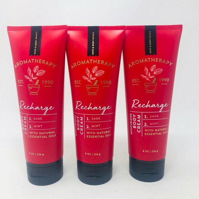 3 Bath and Body Works AROMATHERAPY RECHARGE sage mint Body Cream eBay
