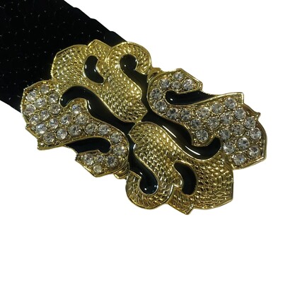 Vintage Gantos S Black Sequence Belt W Gold Bling Buckle Stretch 26” Or Bigger Vintage Gantos S Black Sequence Belt W Gold Bling Buckle  main image 3