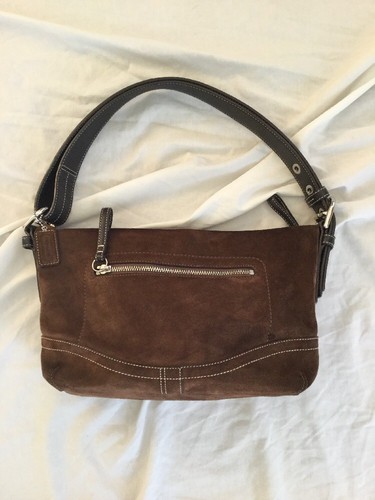 Excelente condición usada Coach ante marrón chocolate Cremallera Superior  Hobo Bolso de hombro | eBay