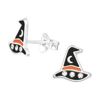 1 Paar Ohrringe Ohrstecker 925 Sterling Silber Hexenhut Mit Kristallen