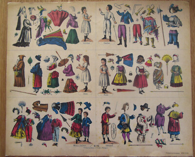 Vintage Bilderbogen Bastelbogen, 1900 Jhd. No.7 Mode aus v. Jahrhunderten Kinder