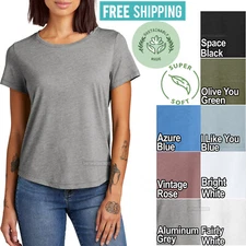 Womens Relaxed Fit Tri Blend T-Shirt Ladies Scoop Neck Super Soft Tee XS-2XL NEW
