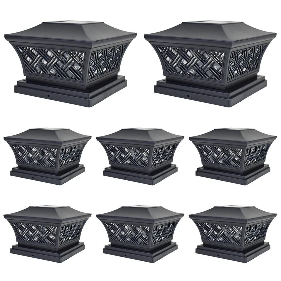 8 Luces de poste solares negras/bronce 6 x 6 para exteriores LED cubierta tapa valla lámpara vinilo Foto 3 de 4