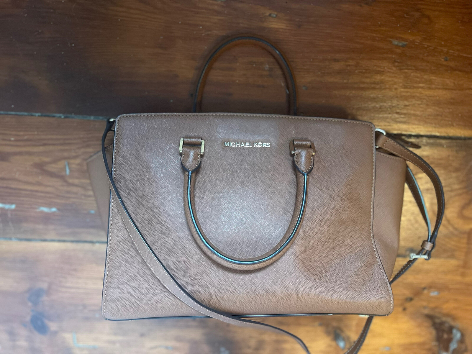 Michael Kors Selma Brown Leather Large Crossbody Bag … Gem