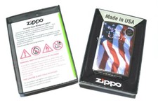 Zippo Lighter Chrome Made In USA Flag 830497 24797 New In Box USA