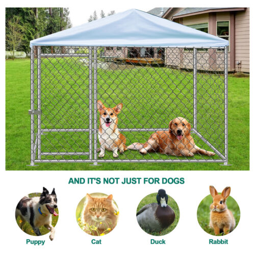 Large Metal Dog Cage Kennel Outdoor Playpen Pet Exercise Run Fence w/ Cover US