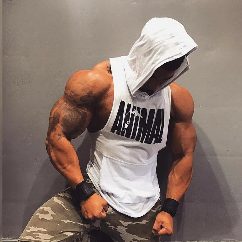 Men ANIMAL Hooded Top Vest Sportswear Sleeveless Shirt Hoodie Tank top | eBay