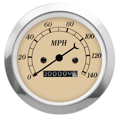MOTOR METER RACING Classic 85mm 3-3/8'' Mechanical Speedometer Odometer 140 MPH