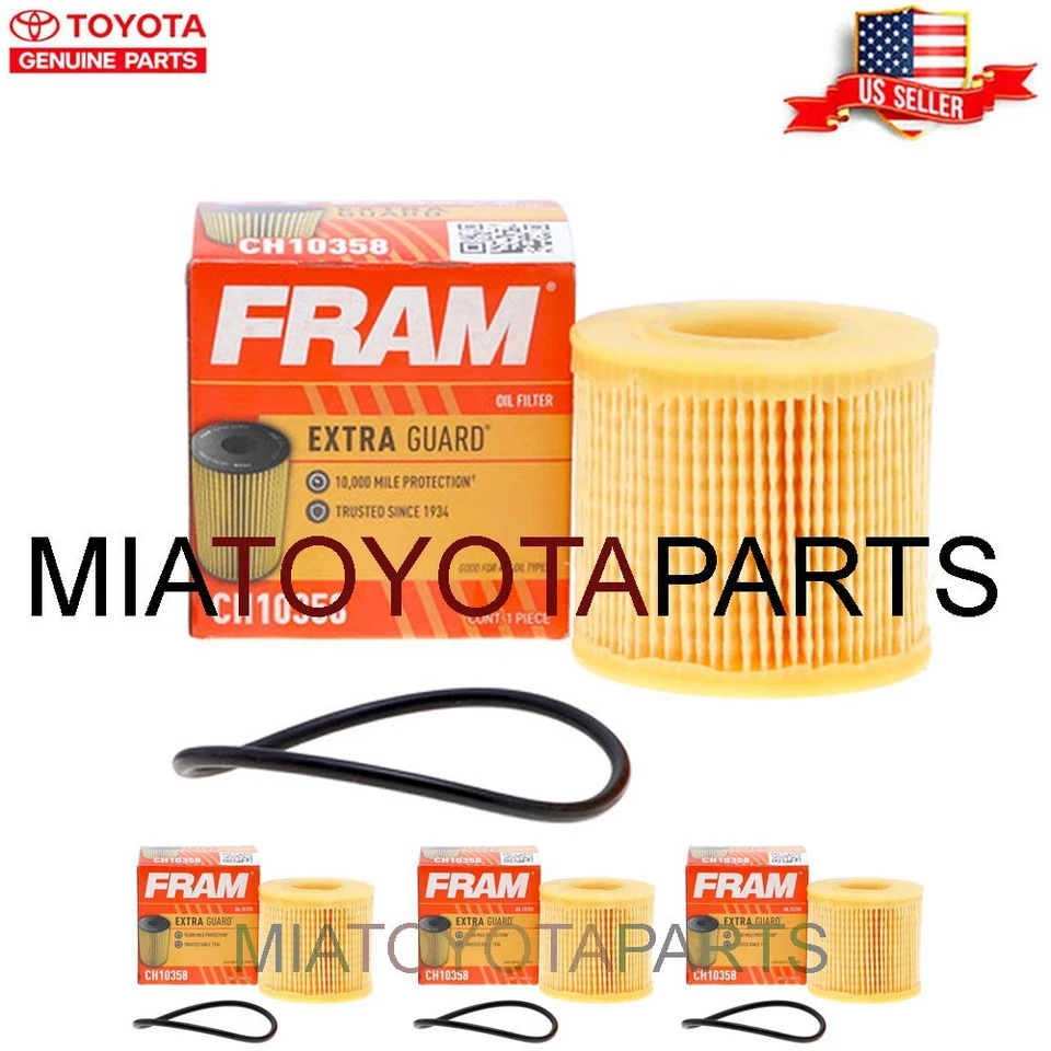 Paquete de 3 filtros de aceite de motor de marco - protector adicional CH10358 para Toyota Lexus Scion Foto 4 de 4