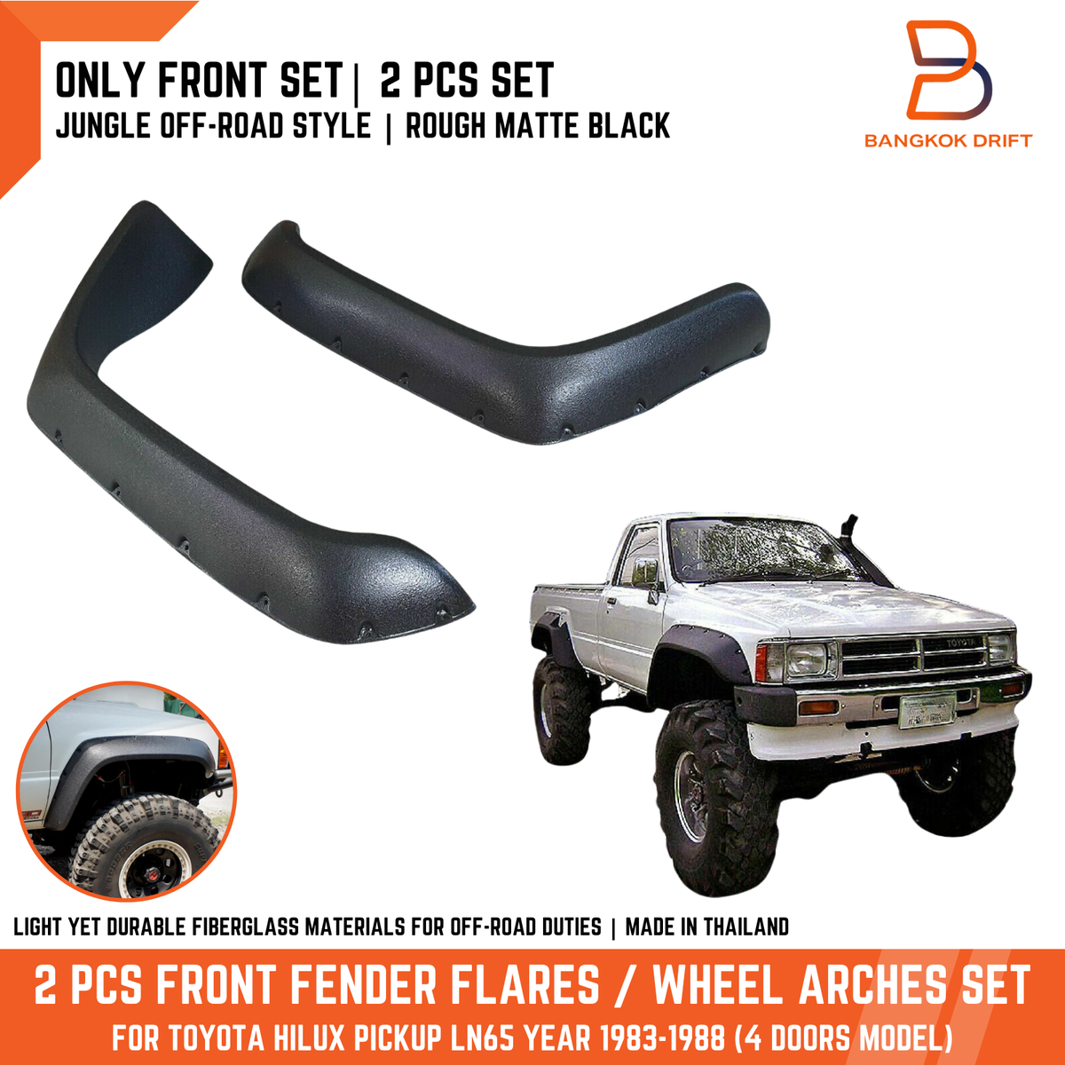 ONLY FRONT 2PC JUNGLE FENDER FLARES ARCH FOR TOYOTA HILUX UTE HERO