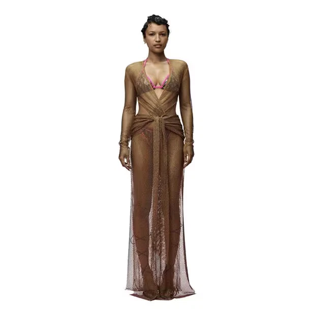 ADIDAS X IVYPARK Metallic Mesh Kleid Damen Gold V-Ausschnitt Langarm NEU BNWT