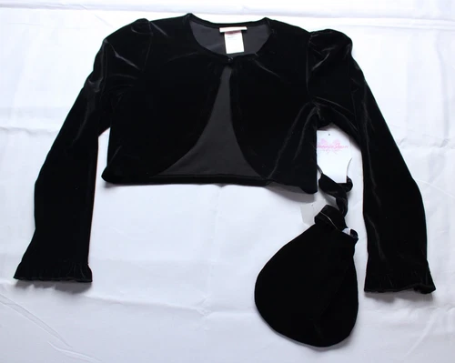 Bonnie Jean Girl's 2 Piece One Button Cardigan & Purse BL1 Black Size 16 NWT