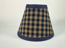 Country Navy Medium Check Fabric Chandelier Candle Lampshade Lamp Shade