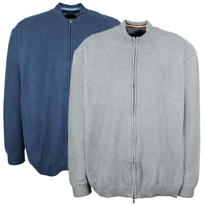 Kitaro Strickjacke Cardigan Pullover Herren Langarm Baumwolle Blau Grau 4XL 5XL