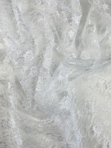 Minerva Delicate Lace Fabric White - per metre - Picture 3 of 6
