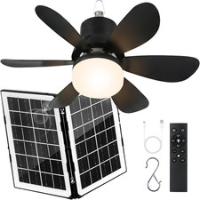 Portable Solar Ceiling Fan with Lights,18.5In Outdoor Fan with Foldable Solar Pa
