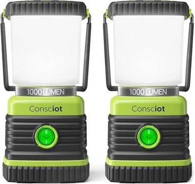 2-Pack LED Battery Powered Camping Lantern 1000LM 4 Light Modes IPX4 Waterproof
