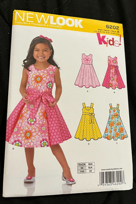 2013 New Look Kids Pattern 6202 Child's Dress and Sash Sz 3-8 Uncut