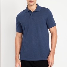 Old Navy Go-Dry Performance Polo Shirt Blue Heather Men's XL