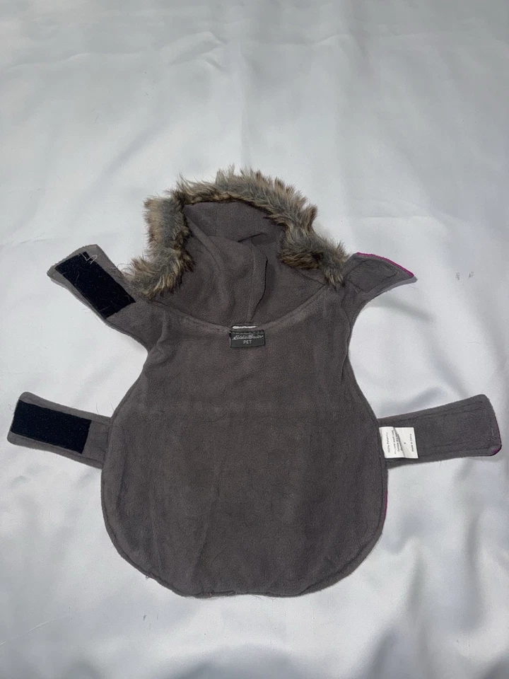 Eddie Bauer Pet Dog Coat Size S Pink Faux Fur Lined Hood Lining Warm - Image 3 of 4