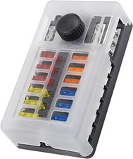 12 Volt Fuse Block, Waterproof 12 Way Automotive Fuse Box with 12 Ground Negativ