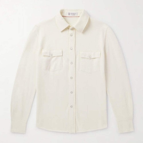 Brunello Cucinelli Slim-Fit Virgin Wool, Cashmere and Silk-Blend Shirt - Mens
