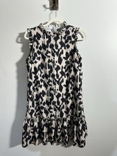 SHEIN VCAY Sleeveless Allover Print Ruffle Trim Women’s M Smock Dress