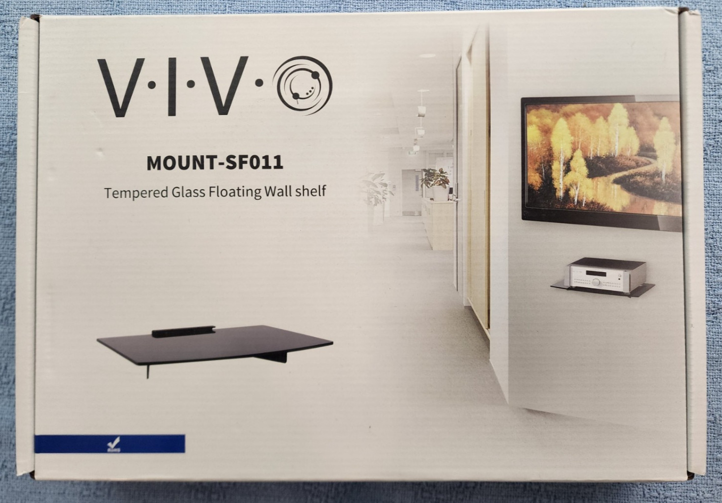 VIVO MOUNT-SF011 Tempered Glass Floating Wall Shelf 14" AV Component Holder