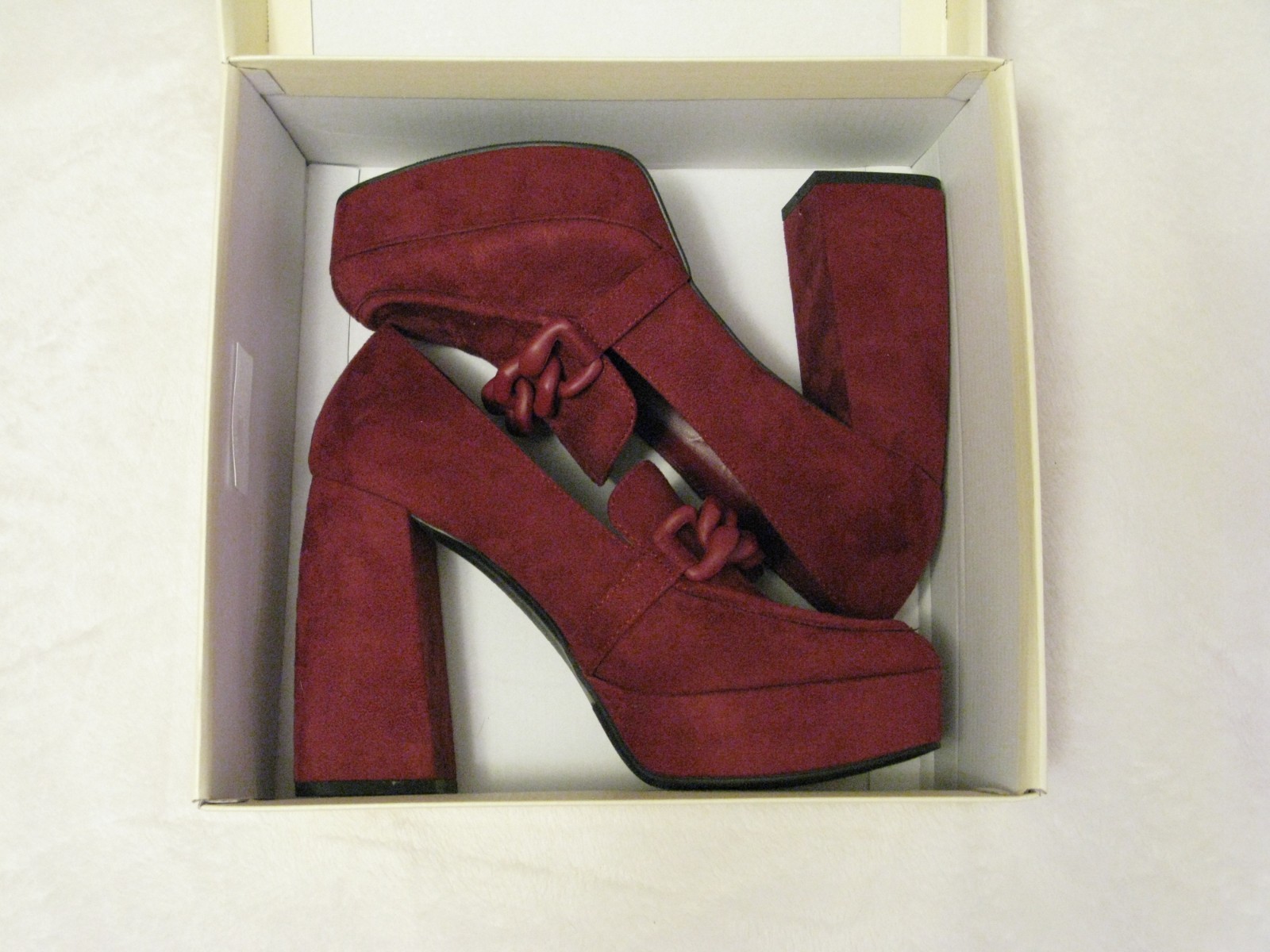 Nordstrom Open Edit 'Lainey' Platform Loafer Pump Shoes Sz 7.5 M Red Cranberry