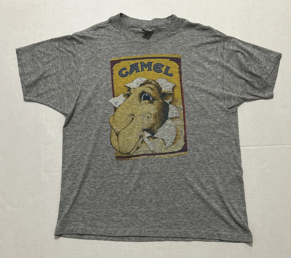 Camiseta De Colección Años 80 Gris Brezo Joe Camel Cigarettes Tri Mezcla Rayón, XL, Tenis  Foto 3 de 4