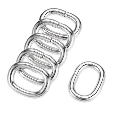 Metal Oval Ring Buckles 20x12mm for Bags Belts DIY Silver Tone 6pcs