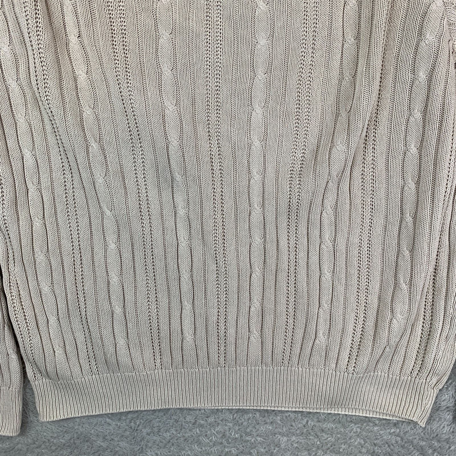 CHAPS Ralph Lauren Cream Ribbed Cotton Pullover Knit Jumper Size Men's Medium image 8