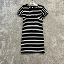 Old Navy T-Shirt Dress Womens S Black White Striped Short Sleeve Mini Bodycon