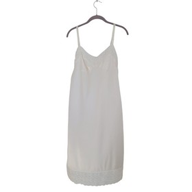 Vintage Movie Star Full Slip 38 White Nylon Shadow Lace Hem Bridal Coquette Boho