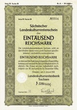 Saksoński Krajowy Bank Rentowy ponad 1000 marek Rzeszy 1941