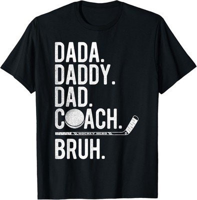 Mens Dada Daddy Dad Bruh Vintage Ice Hockey Coach Family Humor T-Shirt