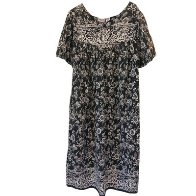 Phases Womens XL Floral Black & White Maxi Dress Casual Cotton Moomoo VTG  #C-11 | eBay
